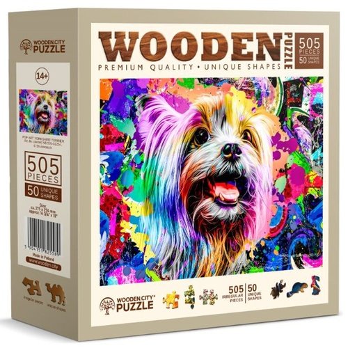 Levně Dřevěné puzzle Pop Art Jorkšírský teriér