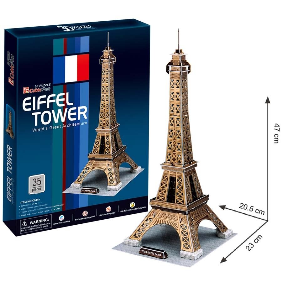 Levně Puzzle 3D - Eiffelova věž / 39 dílků