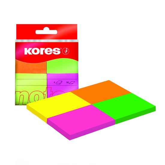 Levně Kores Neonové bločky Multicolour 40x50 mm ve 4 barvách