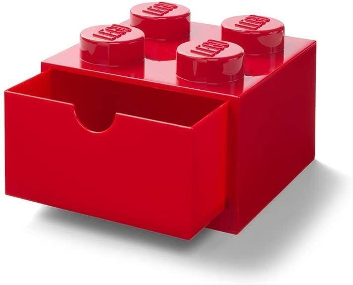 Levně Úložný box LEGO stolní 4 se zásuvkou - červený
