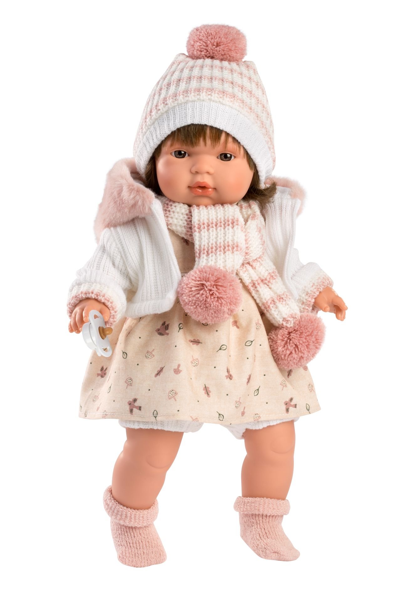Levně Llorens 38568 LOLA - realistická panenka se zvuky a měkkým látkovým tělem - 38 cm
