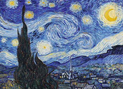 Levně Dřevěné puzzle Art Vincent van Gogh Hvězdná noc 200 dílků