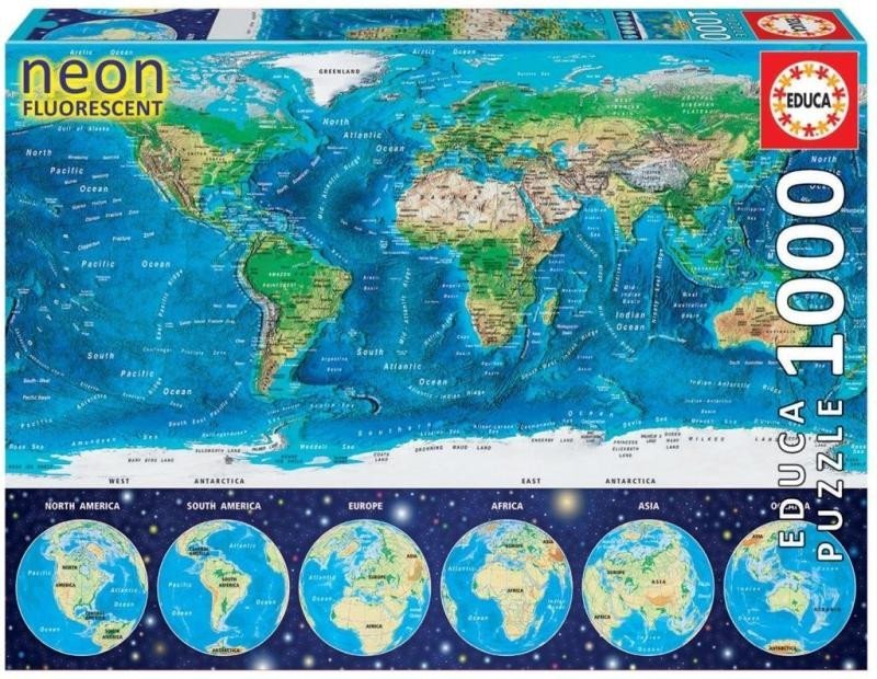 Levně Puzzle svítící Mapa světa 1000 dílků