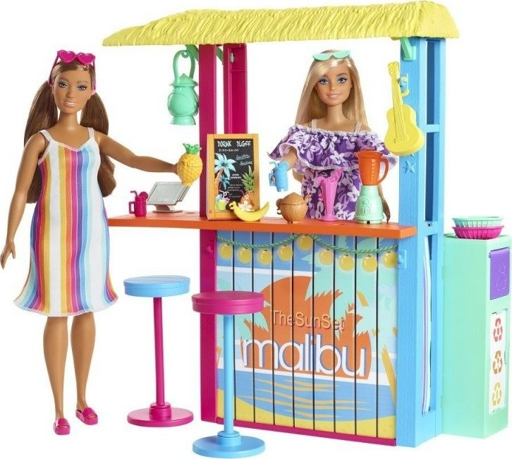 Levně Barbie Love ocean - plážový bar s doplňky plast v krabici 28x33x7cm - Mattel Barbie