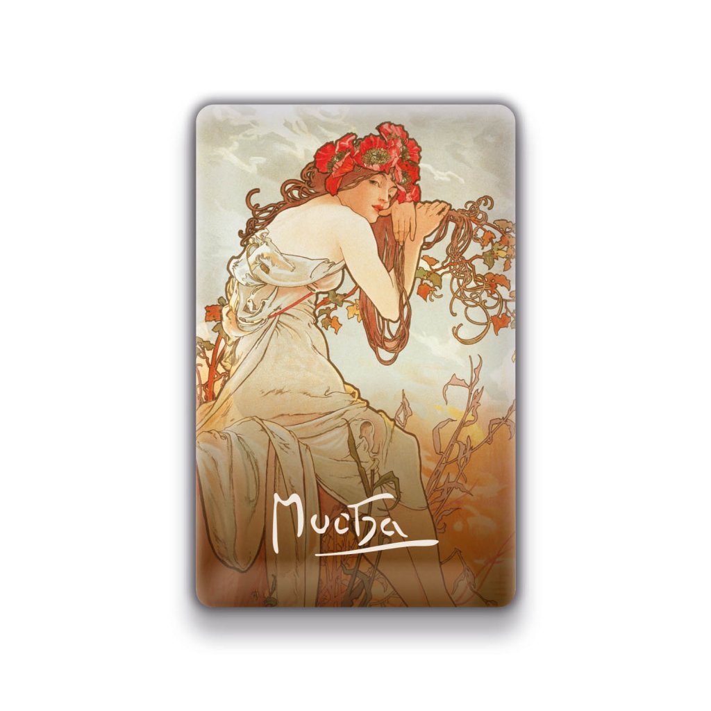Levně Magnet Alfons Mucha - Léto, 54 × 85 mm