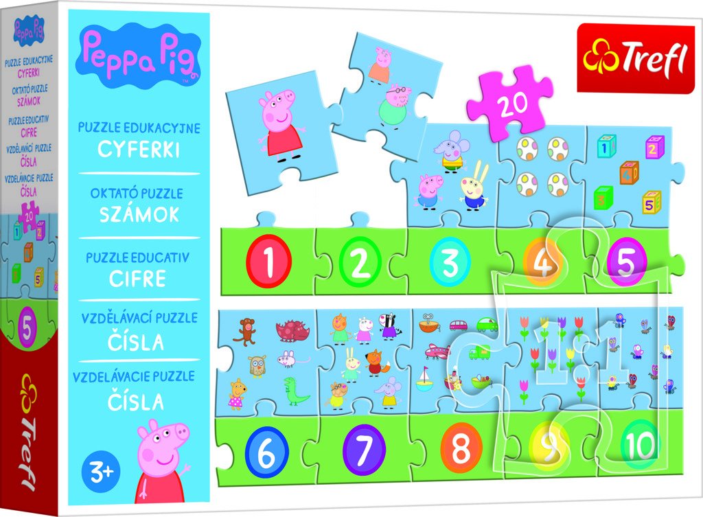 Trefl Puzzle Peppa Pig - Čísla / 20 dílků - Trefl