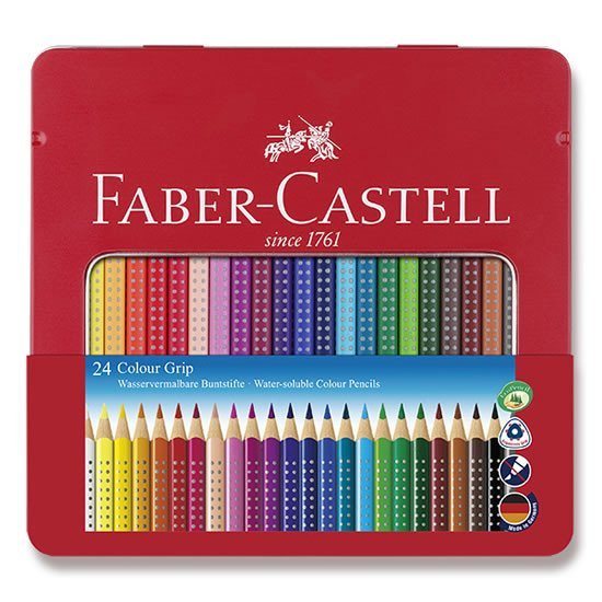 Levně Faber - Castell Pastelky trojhranné Grip 2001 - plechová krabička 24 ks