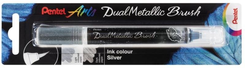 Levně Pentel Dual Metallic Brush štětečkový popisovač - stříbrný