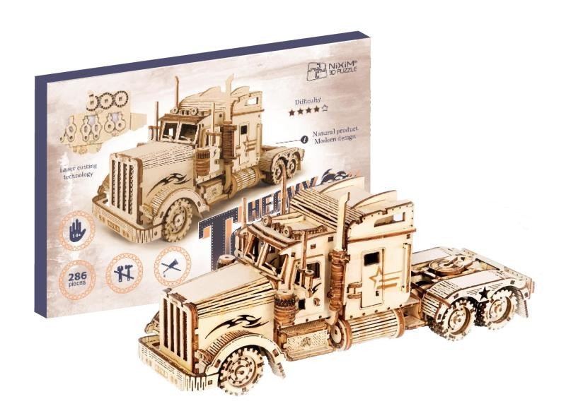Levně NiXiM Dřevěné 3D puzzle - Kamion