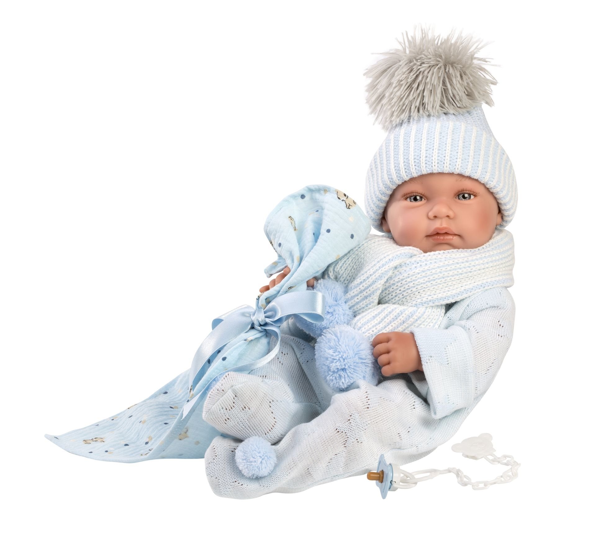 Llorens 84337 NEW BORN CHLAPEČEK - realistická panenka miminko s celovinylovým tělem - 43 cm