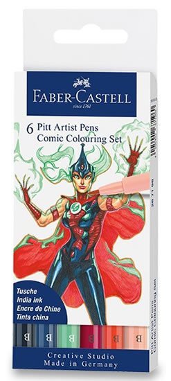 Levně Faber - Castell Popisovač Pitt Artist Pen Comic - mix barev 6 ks