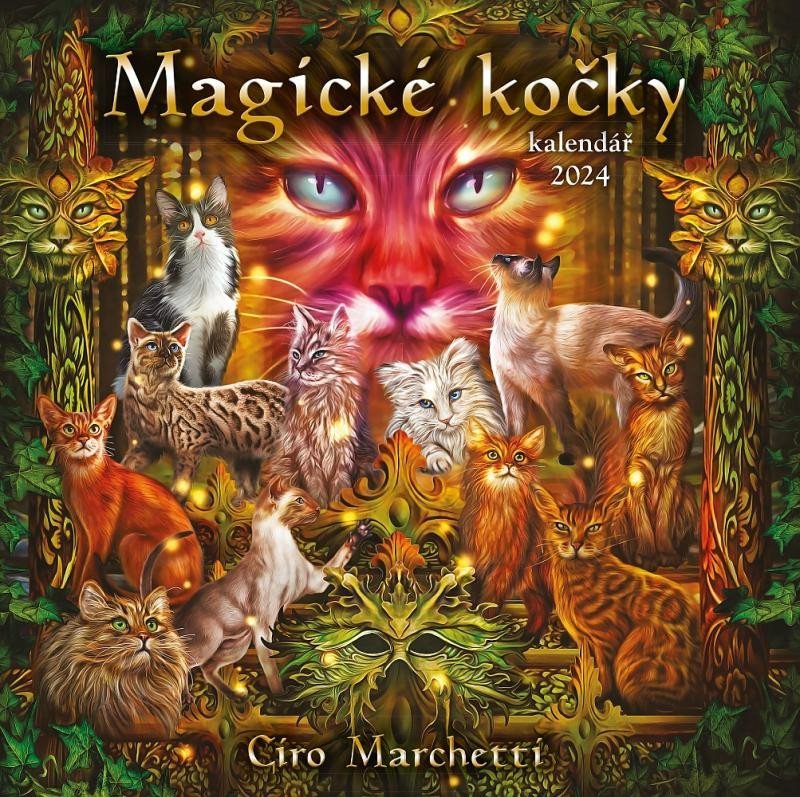 Levně Kalendář 2024 Magické kočky - nástěnný - Ciro Marchetti