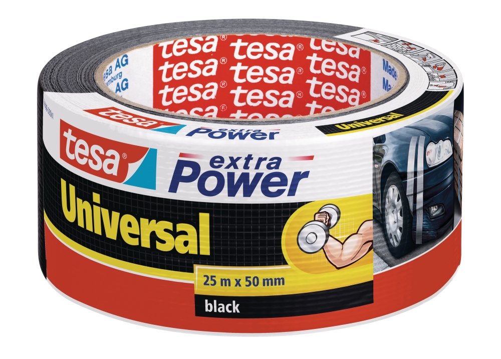 Levně tesa opravná páska Extra Power Universal, 25 m x 50 mm, textilní, silně lepicí, černá