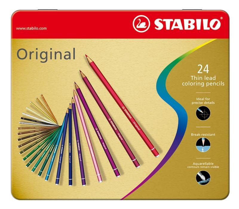 Levně Prémiové pastelky STABILO Original ARTY+ - 24 ks sada v plechu (24 různých barev)