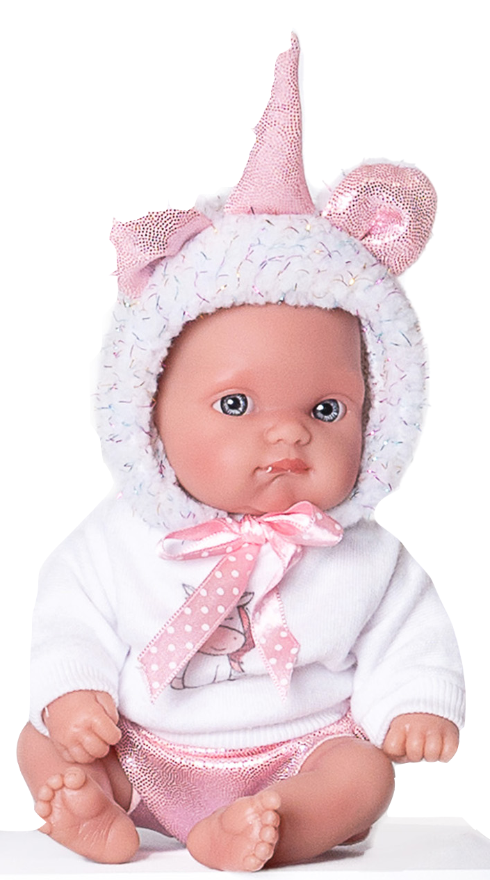 Levně Antonio Juan 85105-1 Jednorožec bílý - realistická panenka miminko s celovinylovým tělem - 21 cm