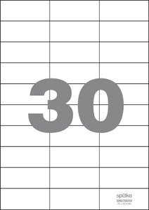Levně Spoko samolepicí etikety, 70 x 29,6 mm, papír/A4, bílé