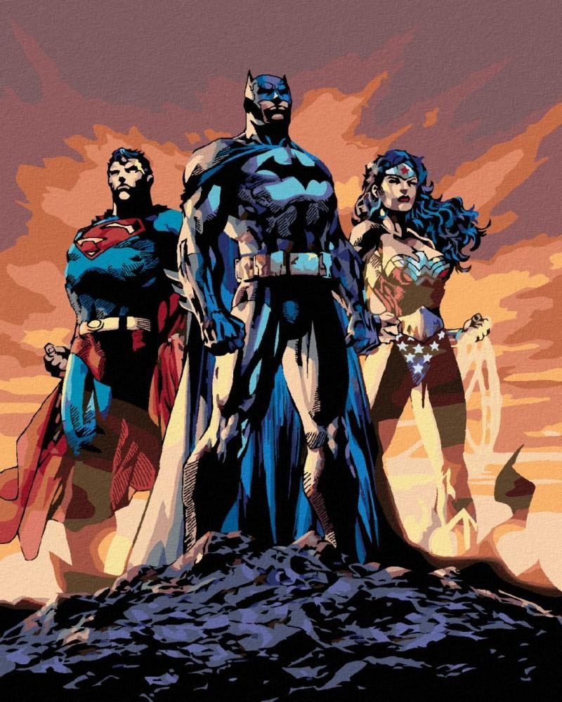 Levně Malování podle čísel 40 x 50 cm Wonder Woman - WONDER WOMAN, BATMAN A SUPERMAN