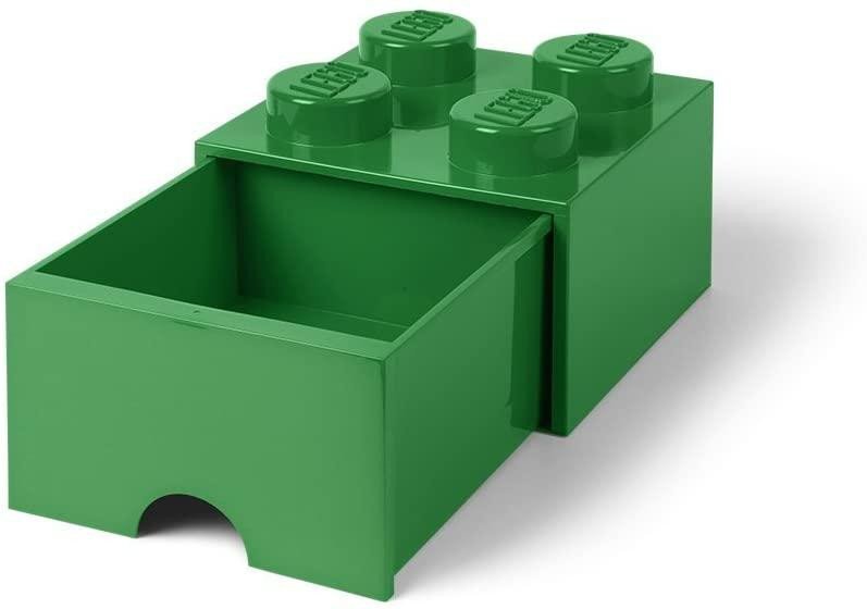 Levně Úložný box LEGO s šuplíkem 4 - tmavě zelený
