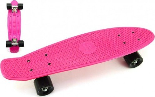 Levně Skateboard - pennyboard 60cm nosnost 90kg, kovové osy, růžová barva, černá kola