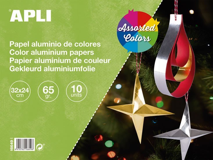 APLI metalický papír 32 x 24 cm - blok 10 listů, mix barev