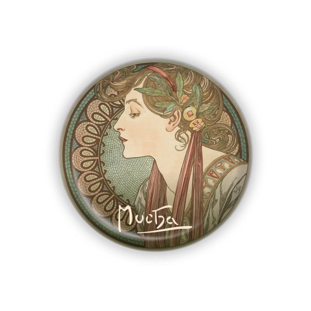 Levně Kovový otvírák Alfons Mucha - Laurel, ø 5,8 cm