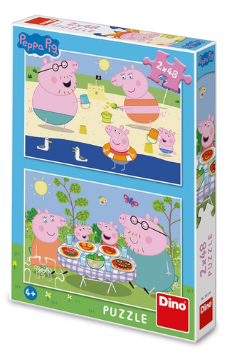 Levně Puzzle 2x48 Peppa Pig Na dovolené