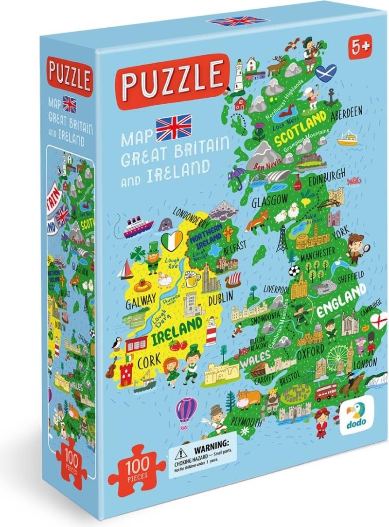 Levně Puzzle Mapa Velké Británie a Severního Irska 100 dílků