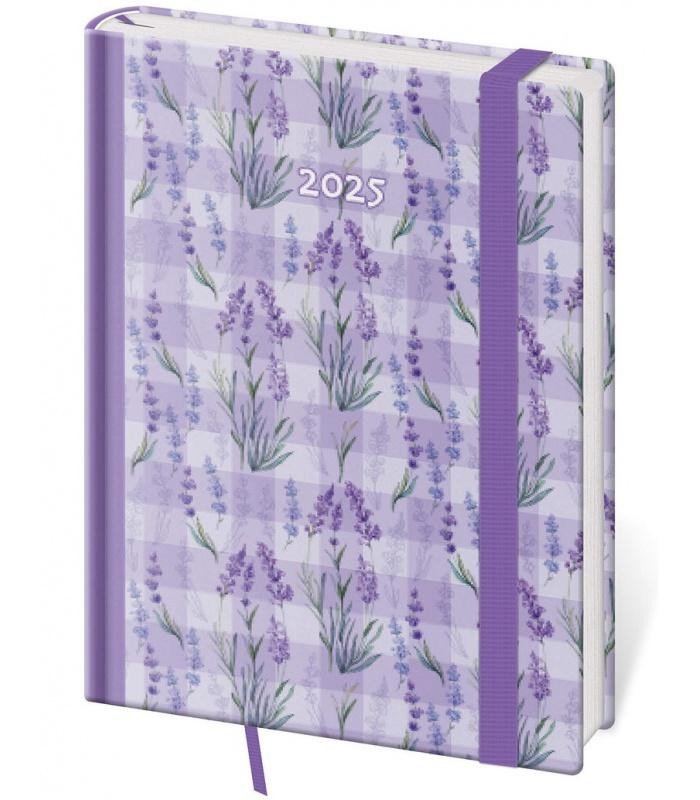 Levně Diář 2025 Vario denní B6 Lavender s gumičkou