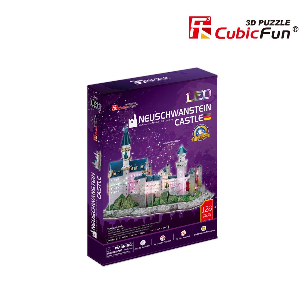 Levně Puzzle 3D Zámek Neuschwanstein led/128 dílků