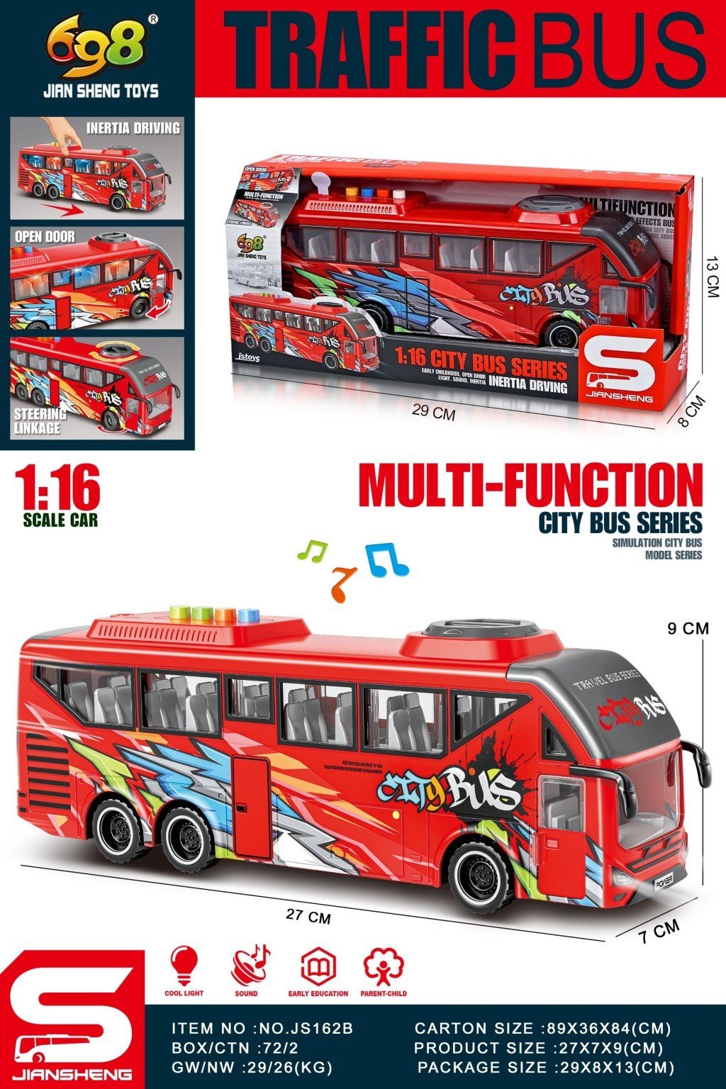 Levně Autobus červený 1:16 - Alltoys