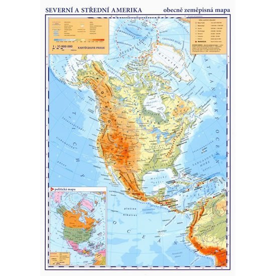 Levně Severní a střední Amerika - příruční obecně zeměpisná mapa A3/1:35 mil.