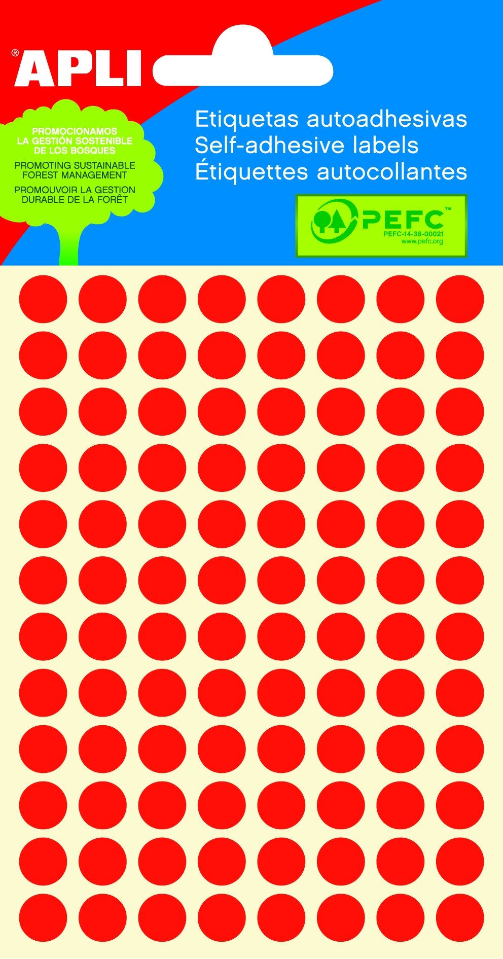 Levně APLI samolepicí etikety fluo, Ø 8 mm, červené - 10ks