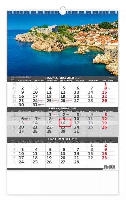 Levně Kalendář nástěnný 2025 - Pobřeží 3měsíční / Pobrežie 3mesačné