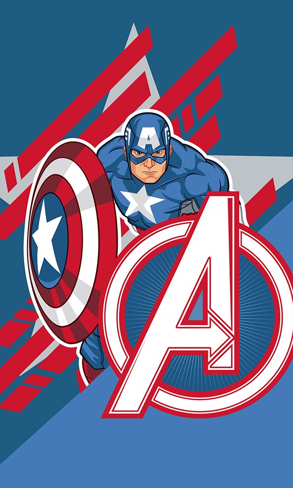 Levně Dětský ručník Avengers Kapitán Amerika 30x50 cm