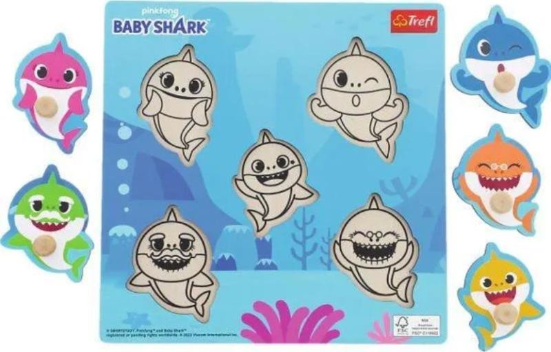 Levně Trefl Dřevěná vkládačka Baby Shark