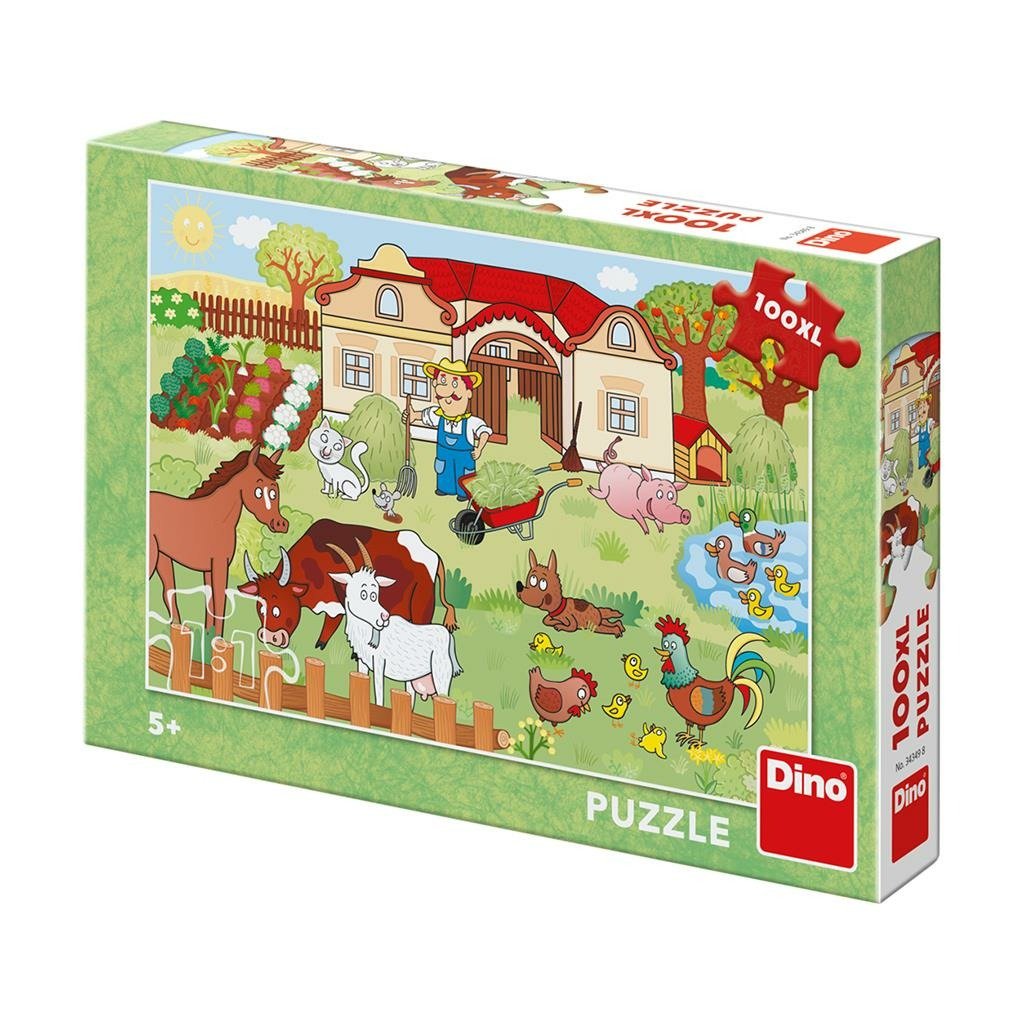 Levně Puzzle Zvířátka na statku 100 XL dílků - Dino