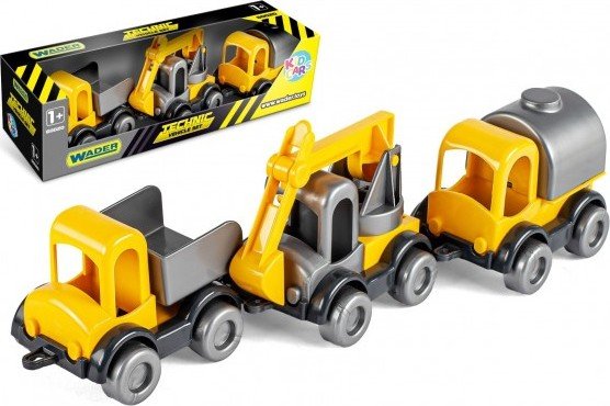 Levně Auto stavební Kid Cars 3ks plast 10cm v krabičce 30x8x10cm 12m+ Wader