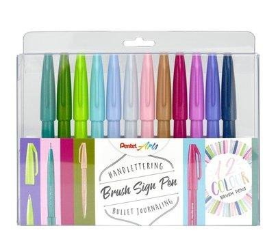 Levně Popisovač Pentel Arts Touch Brush Sign Pen - 12 barev, sada