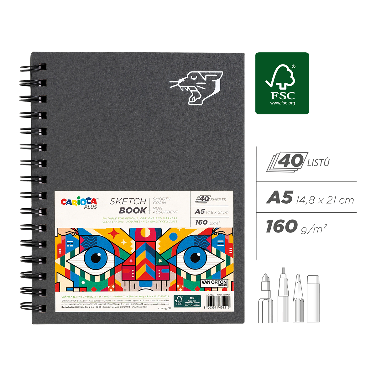 Product detail of Carioca PLUS skicovací blok, A5, 40 listů/ 160 g