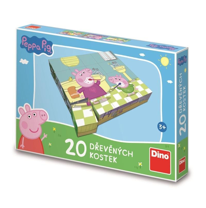 Levně Peppa Pig: Veselý den Dřevěné kostky 20 ks - Dino