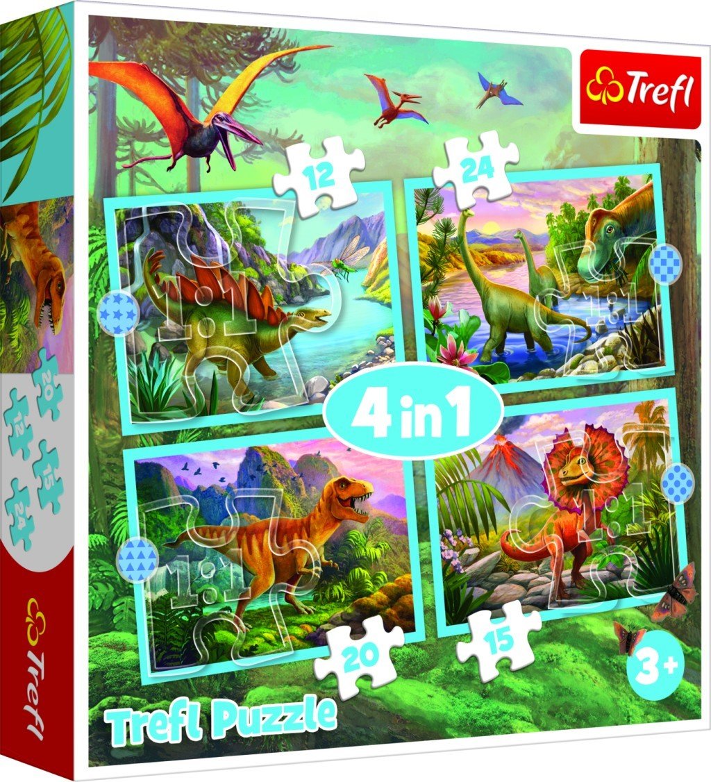 Levně Puzzle Jedineční dinosauři 4v1 (12,15,20,24 dílků) - Trefl