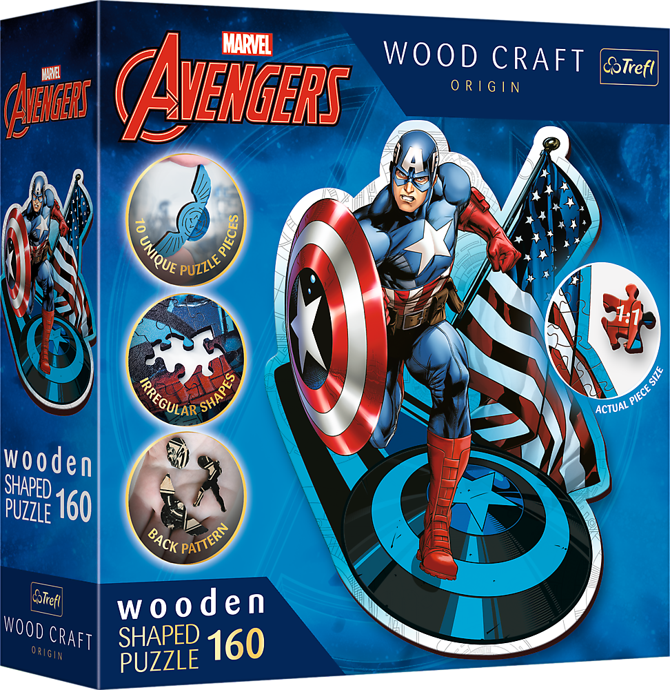 Levně Puzzle Wood Craft Origin Neohrožený Kapitán Amerika 160 dílků - Trefl