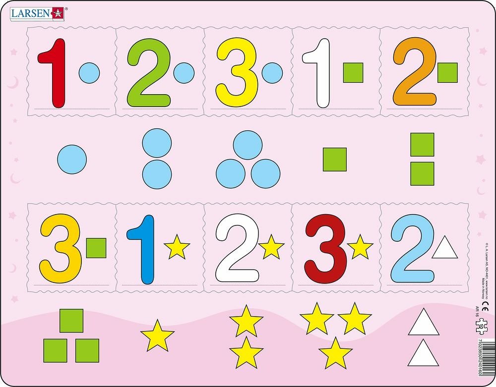 Levně Puzzle MAXI - Čísla 1-3 s grafickými znaky/10 dílků - Larsen