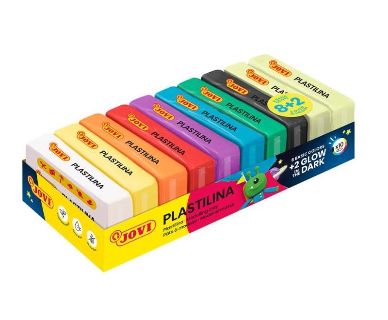 Product detail of JOVI Glow plastelína 10x50g ( 8 základních barev + 2 barvy svítící ve tmě)