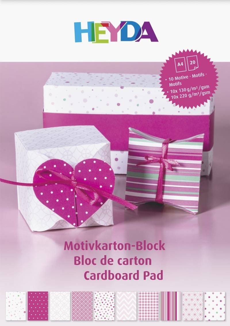 HEYDA Blok barevných papírů A4 - růžový mix 20 listů