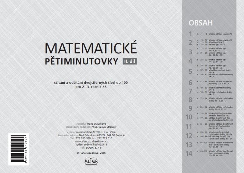 Levně Matematické pětiminutovky - II. díl - Hana Staudková