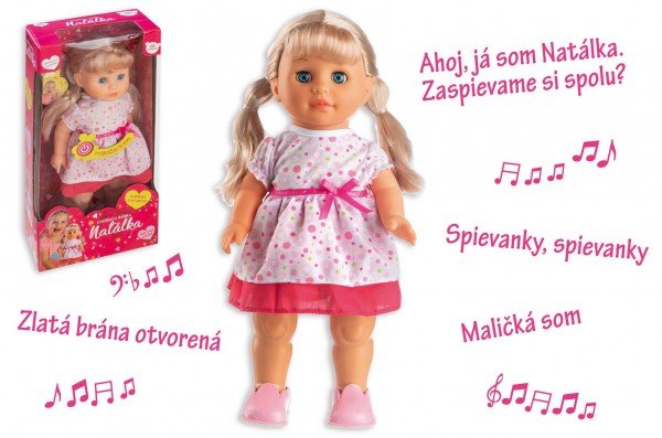 Levně Panenka Natálka chodiaci a slovensky spievajúc plast 42cm na batérie so zvukom v krabici 21x44x11cm