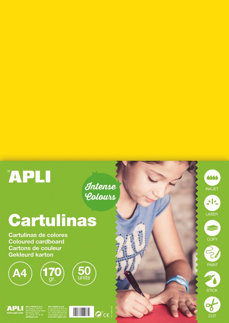 APLI barevný papír, A4, 170 g, žlutý