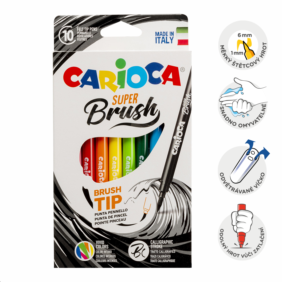 Levně CARIOCA štětcová pera Super Brush 10 ks