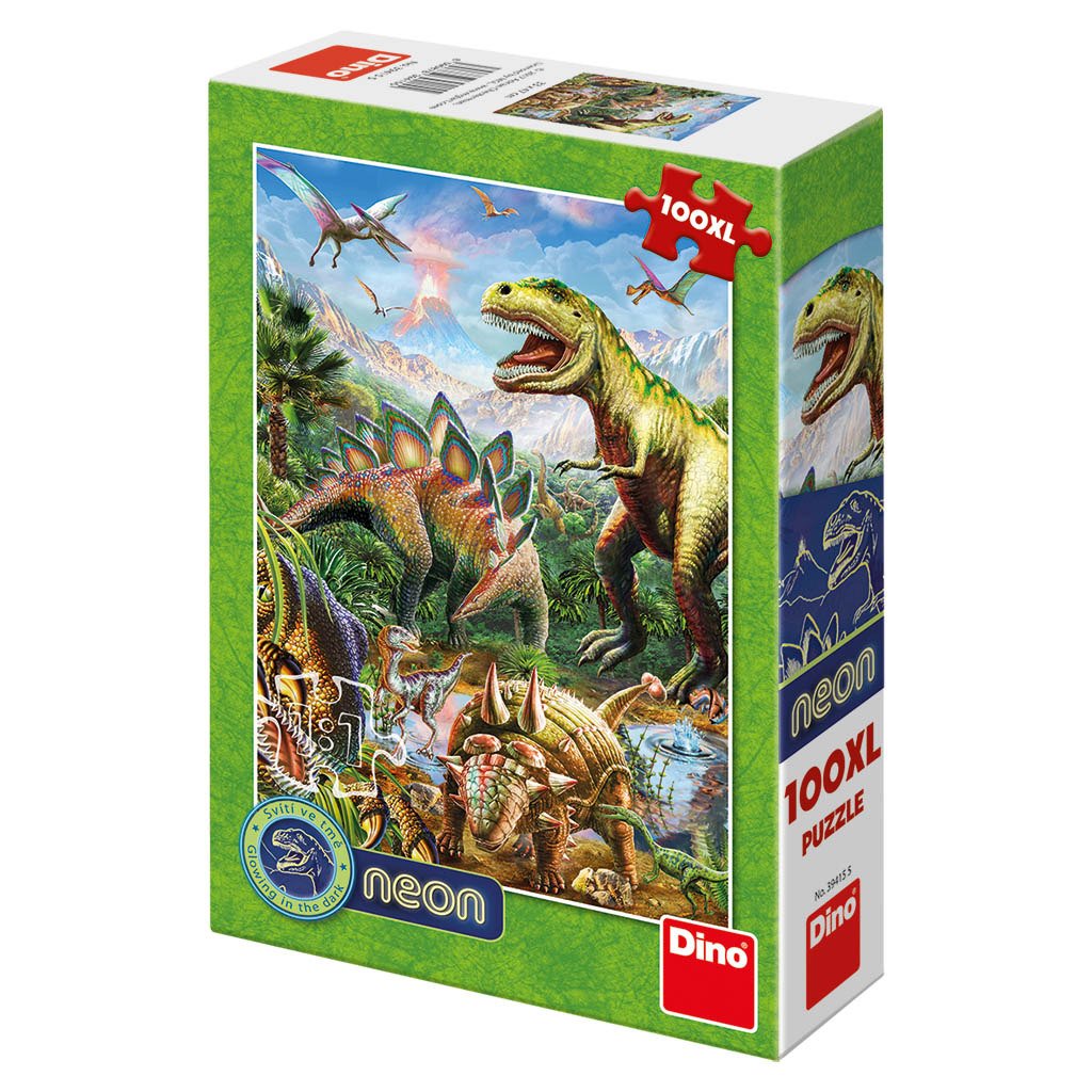 Levně Svět dinosaurů: svítící neonové puzzle 100XL dílků - Dino